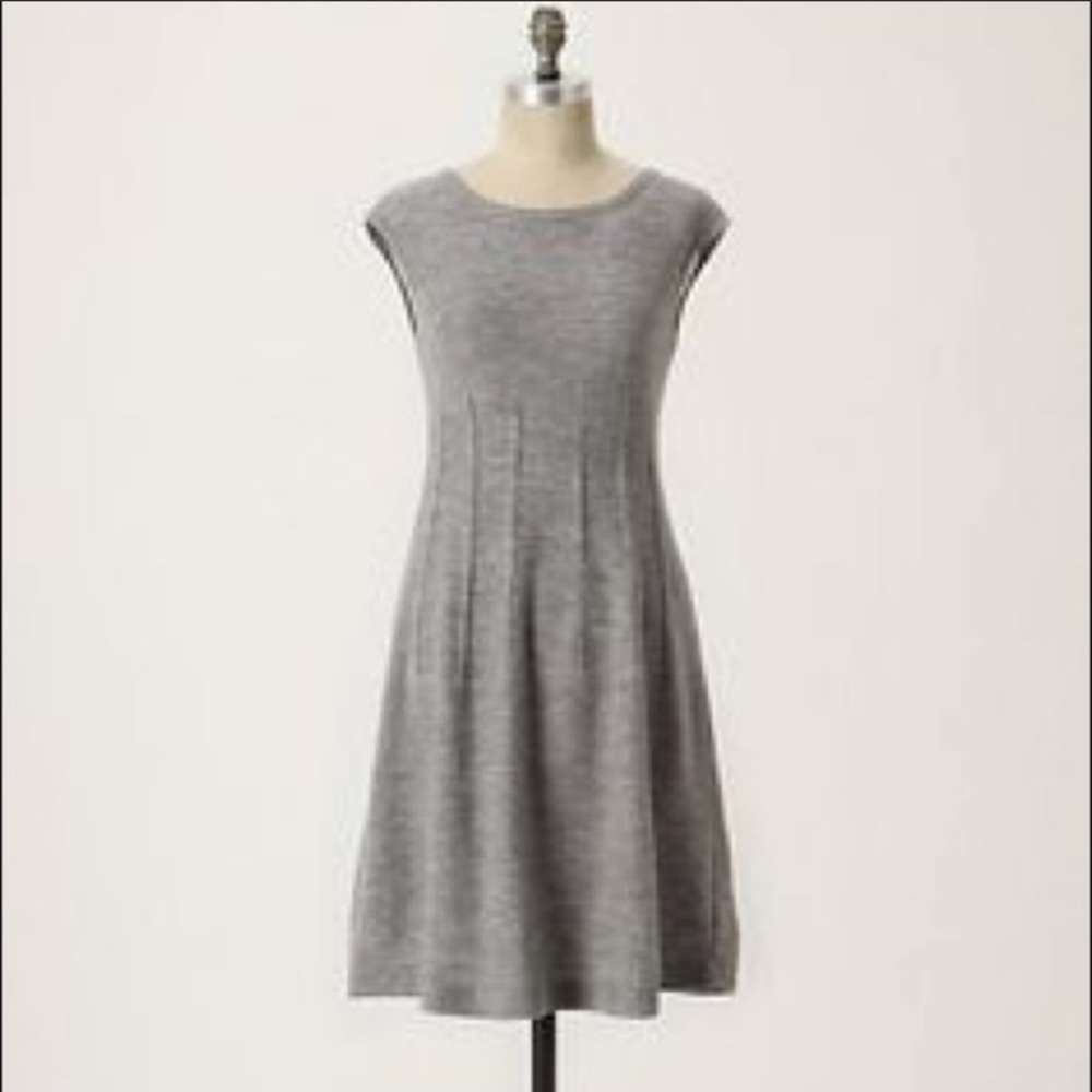 🐑 Anthropologie merino wool gray skater dress